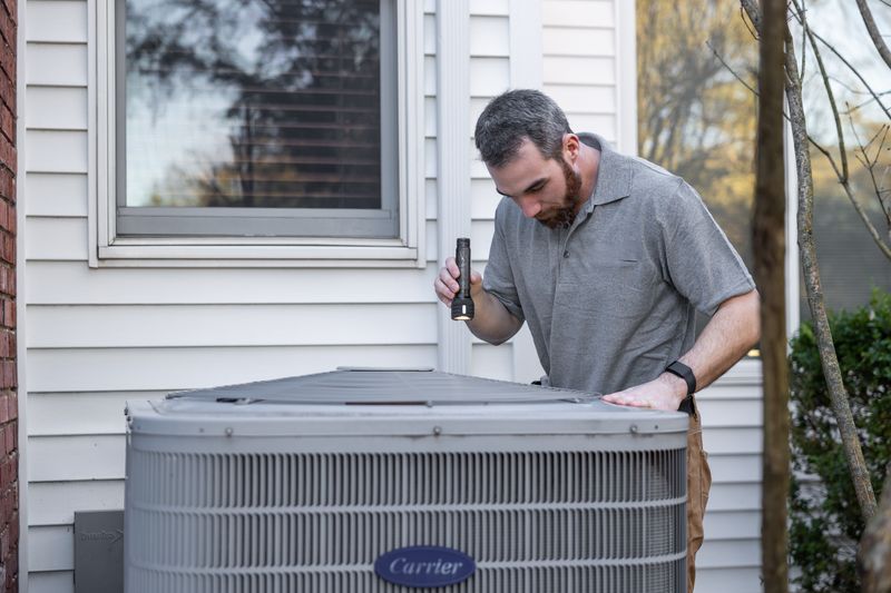 a man inspecting an HVAC system